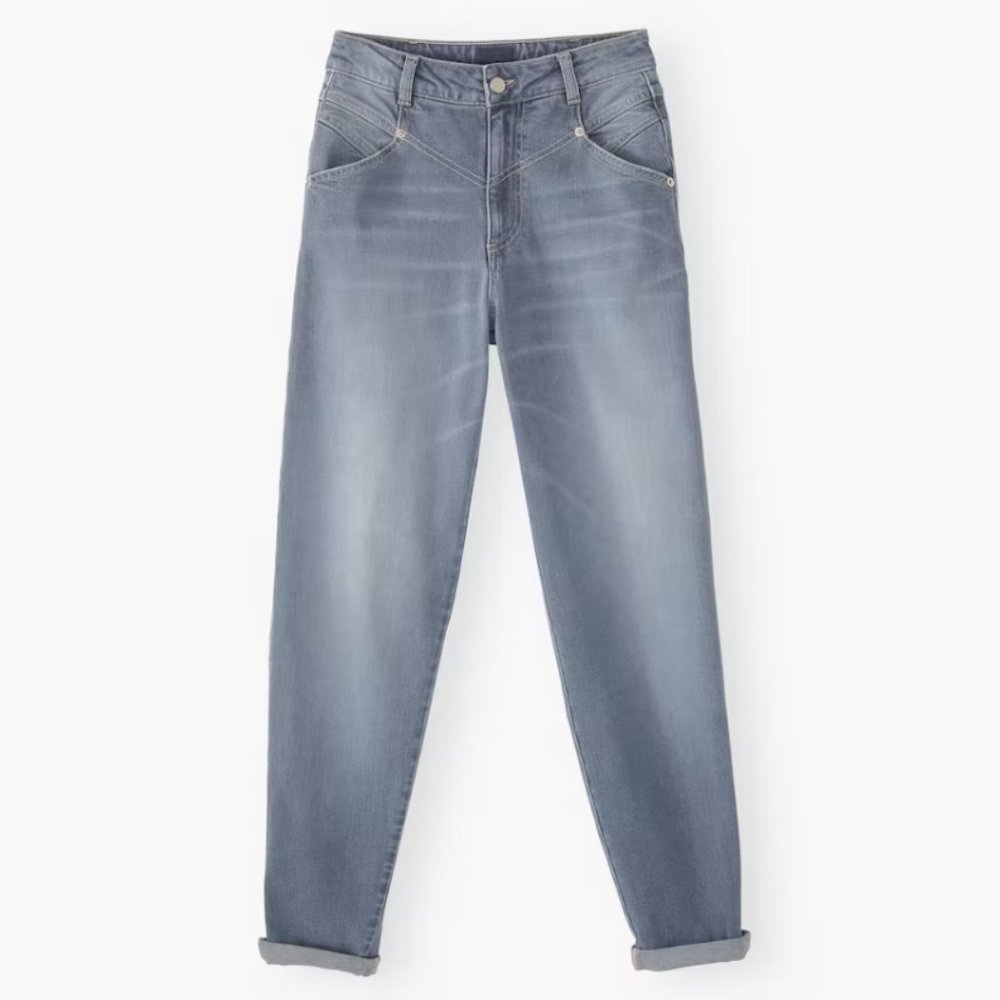 Wrap London Stretch Denim Tapered Jeans in Blue/Grey Wash
